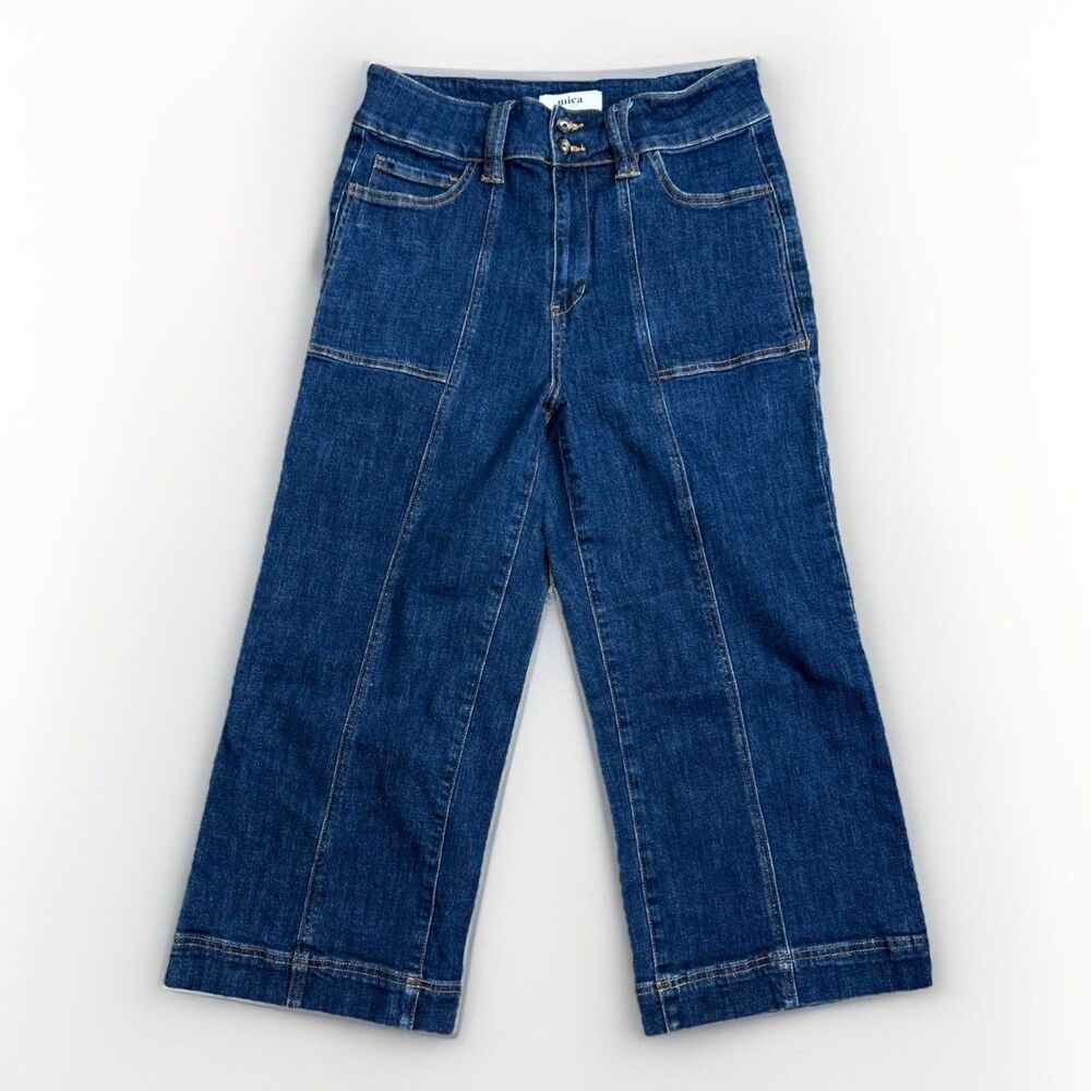 Mica Los Angeles Denim High Rise Wide Leg Jeans Crop Women's Sz 14 Blue EUC